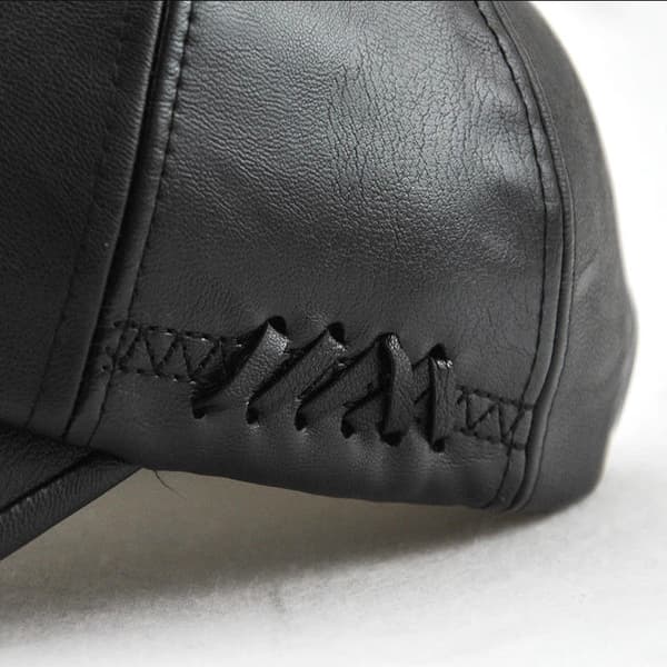 Herre Læder Baseball Cap Justerbar Cap Sports Hat Hat Bonnet Flat Cap