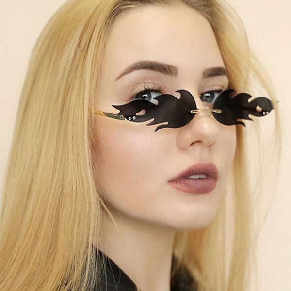 Solbriller Rimless-kvinne Wave Fire Shape Briller Til Fest (rød)