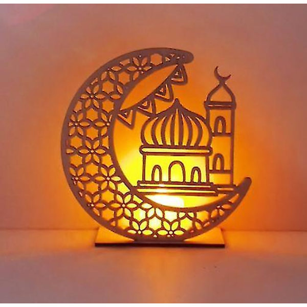 Ramadan Diy Trä Måne Led Ljus COLOR3