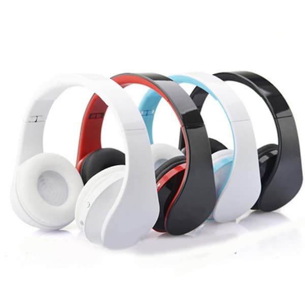 Bluetooth-hörlurar trådlösa, over ear-headset med mikrofon, vit