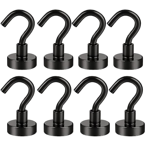 8-pack Svart Magnetiska Krokar Heavy Duty, 22 Lbs Starka Magneter Med Metallkrokar För Kylskåp, Super Cruise Krokar