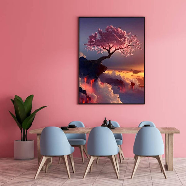 Timanttimaalaussetti, aloittelijan 5D timanttitaidesetti aikuisille, DIY pyöreä täysi timanttimaalaus timantit kodin seinäkoristeluun - Puu 12\" X 16\"