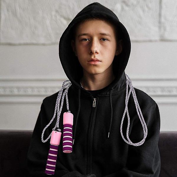 Tangle-free med kugleleje Speed Skipping Rope Cable, justerbar Light purple with powder