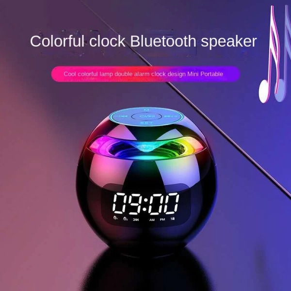 Kompatibel med Bluetooth 5.0 högtalare med LED digital väckarklocka musikspelare trådlös sfärisk klocka högtalare mini BT högtalare