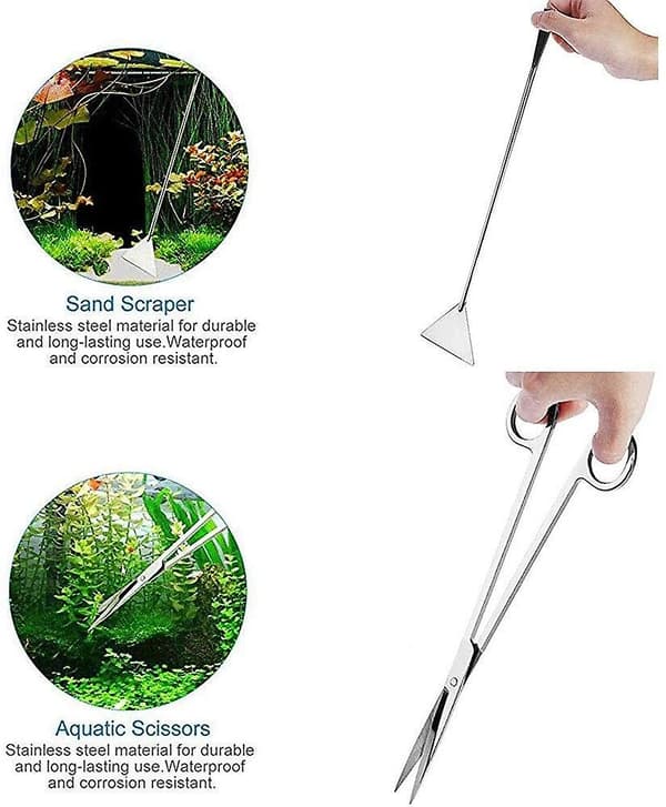 Rostfritt stål akvarium terrarium set växtpincett grus sax spatel