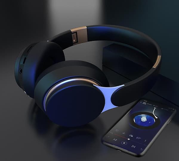 Trådløst sportsheadset Bluetooth-headset Subwoofer Stereo foldbart headset Blue