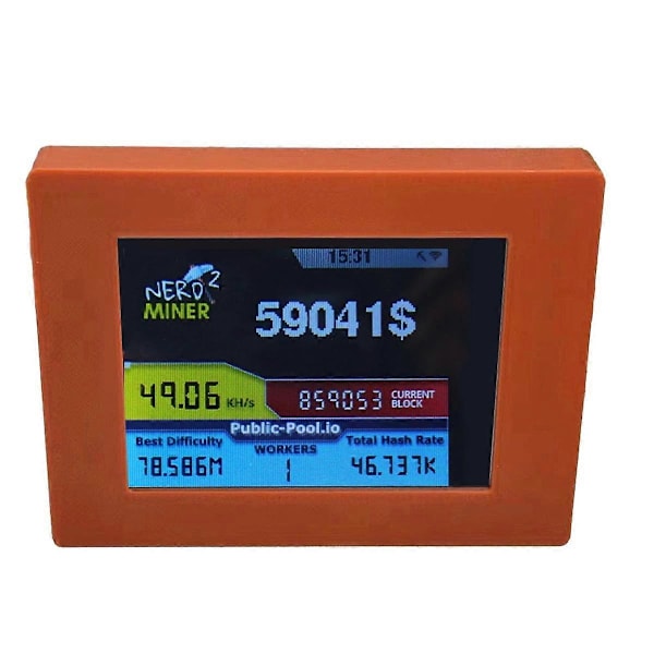 Nerdminer V2 Miner 56KH/S 2,8 tommer LCD-skærm BTC Lottery Miner Bitcoin Solo Miner Nerd Miner Brun
