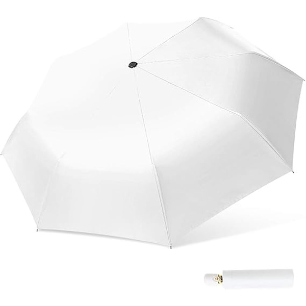Hvid - Kvinde Automatisk Sammenklappelig Paraply Solbeskyttelse Anti-UV Kompakt Bærbar Rejse Vandtæt Rejse Parasol