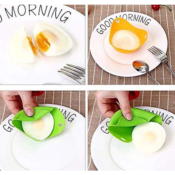 4 st Silikon Pocherad Ägg Maker Ägg Pocheringskoppar, För Mikrovågsugn Eller Spishäll Ägglagning, 4 Färger