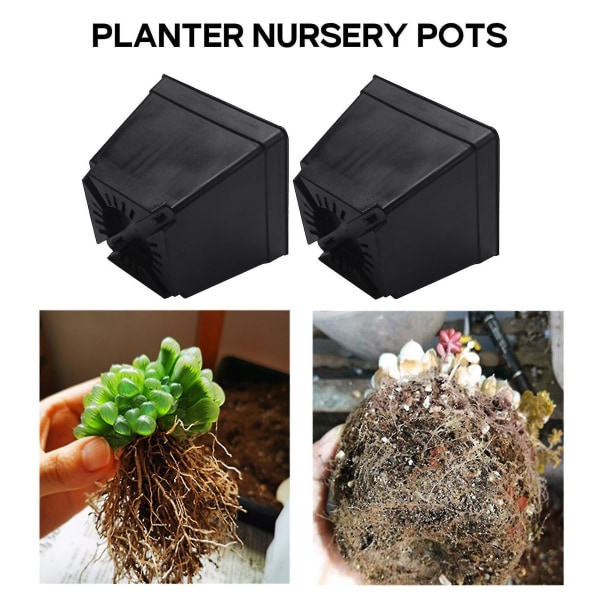 20-pack 4-tums svarta fyrkantiga plastkrukor, plantor för plantskola för plantering