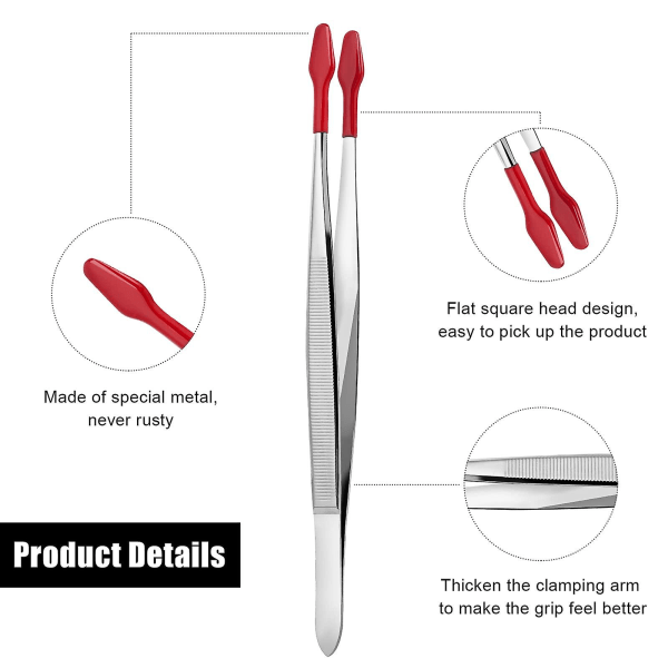 2 stk. gummibelagte pincetter i PVC-silikone med flade og buede spidser Type B