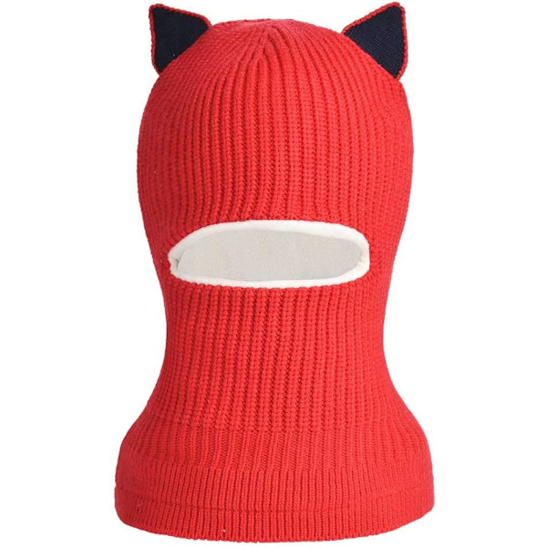 Baby Flicka Pojkar Vinter Varma Halsduk Sjal Mössa Stickad Söt Ansiktsmask Balaclava， Röd