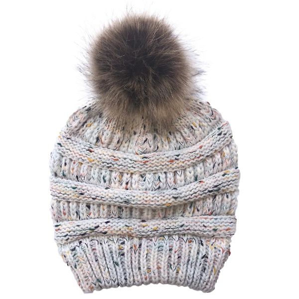 Talvinen neulottu pipo Confetti lämmin pompom-hattu naisille musta White
