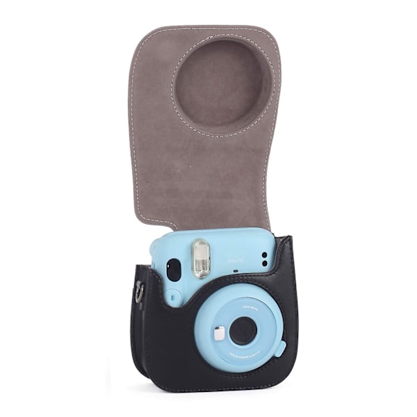 Välitön kamerasuojakotelo, yhteensopiva Instax Mini 11:n kanssa, pehmeä PU-nahkainen laukku taskulla Black