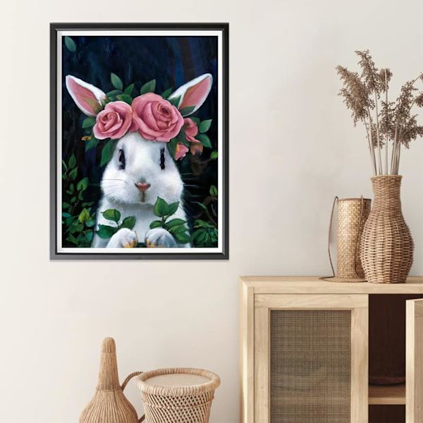 5D Diamantmålning Komplett Kit Kanin, Diamantbroderi Målning Djur efter Nummer Kit 30x40 cmTillbehör, Korsstygnsduk Vardagsrum Säng