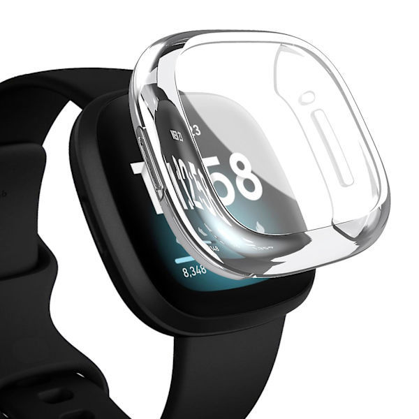 Yhteensopiva Fitbit Sense/versa 3 -näytönsuojan kanssa Tpu-pinnoitettu täyspeittävä näytönsuojakotelo Transparent