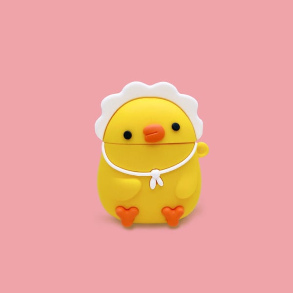 Tecknad mjukt case kompatibelt med AirPods 2 och 1 - Söt rolig stötsäker cover Cute Chick，Yellow