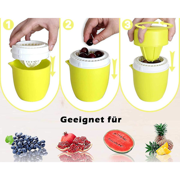 Manuel citruspresser med unikt citrondesign To anvendelsesmuligheder til forskellige frugter (gul)