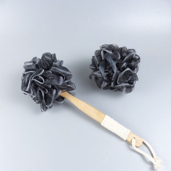 4 st bambukolfiber badboll trähandtag badblomma halkfritt handtag badboll gnugga badrygg