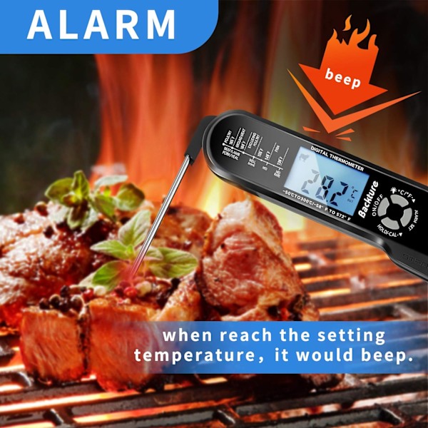 Kötttermometer, Grilltermometer, Snabbavläsande Matlagningstermometer, Kötttermometer, med 2 Långa Prober och LCD-display, för Grillning