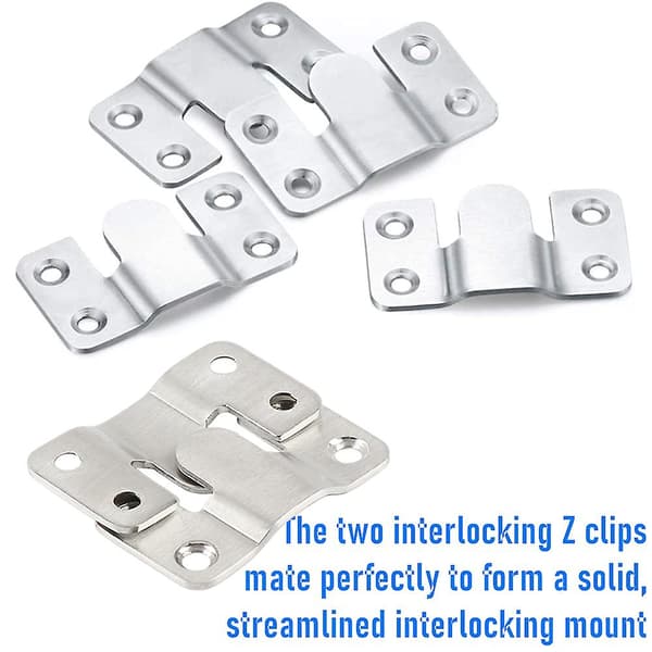 10 stk. Flush Mount Beslag Skjult Montering Beslag Interlocking Hængespænde Rustfrit Stål Interlocking Billedrammekrog 10pcs 1.7X0.7in