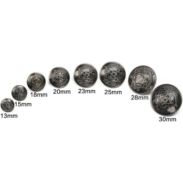 Retro dekorative knapper i metall for dress eller frakk, syknapper, 12-pakning, gull, gull, 15 mm