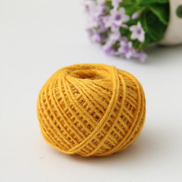 2 st Jutegarn 50m Jutesnöre 3-lagers 2mm Tjocklek Jute Rep För Dekoration Trädgård Blomsterarrangemang DIY Konst Bundna Hantverk Yellow
