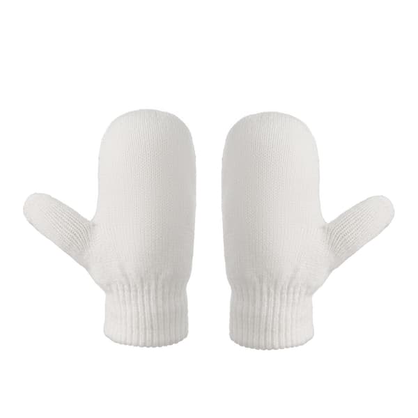 2 st barnstickade mössor + handskar enfärgad vinter varm mössa vit