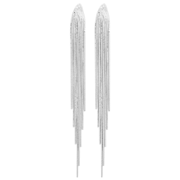 Long tassel pendant earrings for young women, silver punk French style