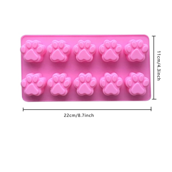 3 st silikonformar för print , chokladtassformar med 10 hålrum för valp hundtassar silikonformar, non-stick katttassar