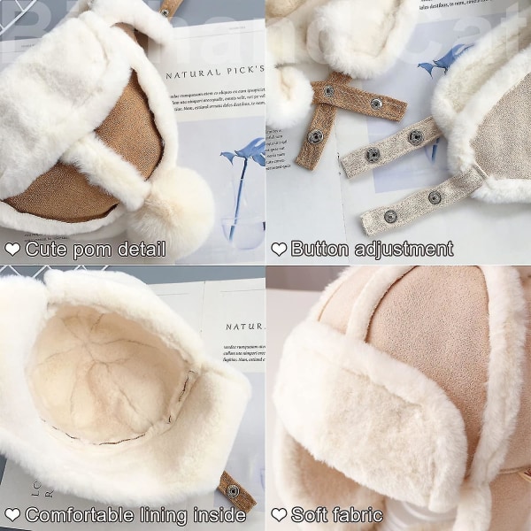 Baby Boy Ushanka Earflap Vinter Trooper Cap Unisex Barn Trapper Hat Khaki