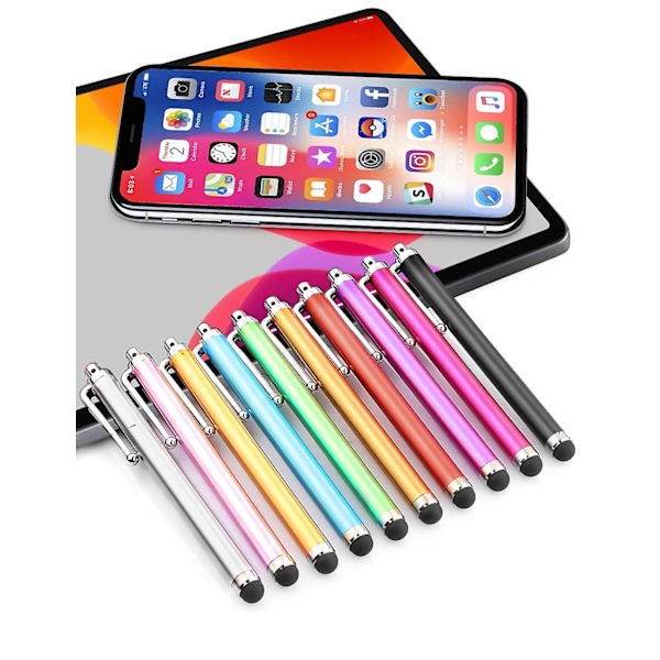10 stk. Stylus-penner for berøringsskjermer, universell stylus for berøringsskjerm, kapasitiv stylus, tilfeldig farge