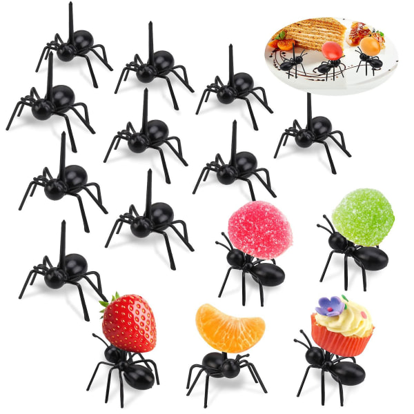 36 kpl muurahaishammastikkuja hedelmäjälkiruokahaarukka välipalakakkujälkiruoaksi säilytyslaatikolla, uudelleenkäytettävä muurahaisruokavalikon eläinalkupala