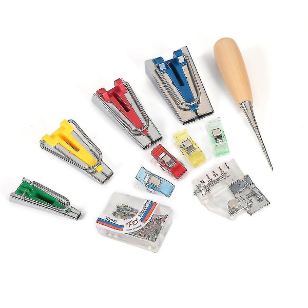 Bias Tape Maker Kit Set Kangas Bias Binding Maker Tool Guide Strip 6/12/18/25mm monitoimi ompelu tikkaustyökalu
