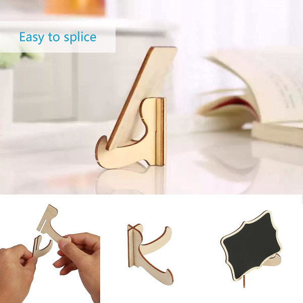 20-pack minikrittavla-set, små träkrittavlor med stativ, trätavlor för märkning, memotavla, placeringskort