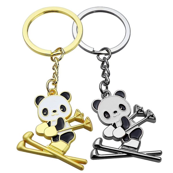 2 st Söt tecknad Panda Nyckelringar Nyckelring China National Treasure Panda-temafestfavoriter