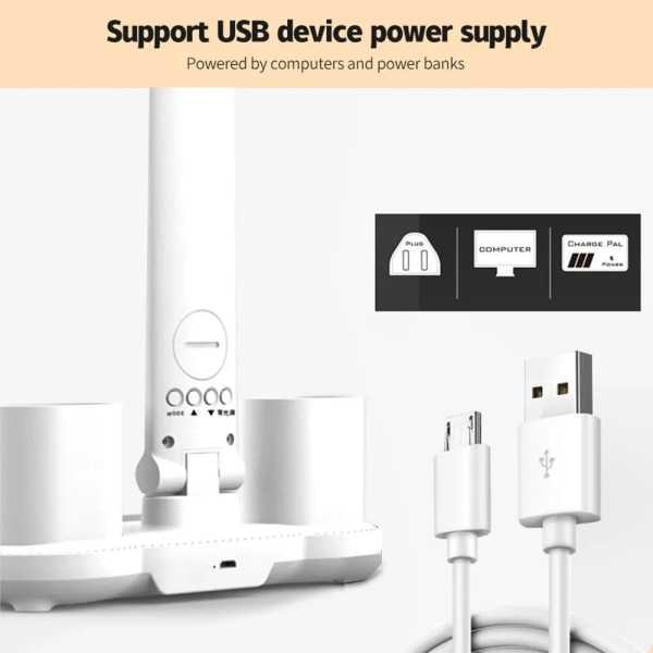 LED skrivebordslampe multifunktionel skrivebordslampe USB touch natlys med kalender penneholder soveværelse læselampe