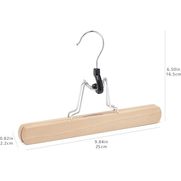 Sæt med 10 træbukseophæng, naturfarve