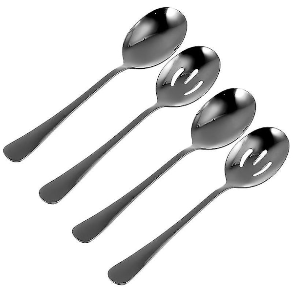 4 stk. rustfrit stål mad serveringsske praktisk selvbetjeningsske si