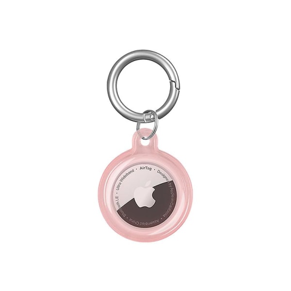 Läpinäkyvä kotelo Airtag-paikantimelle avaimenperällä, yhteensopiva Airtag-avaimenperän kanssa Pink