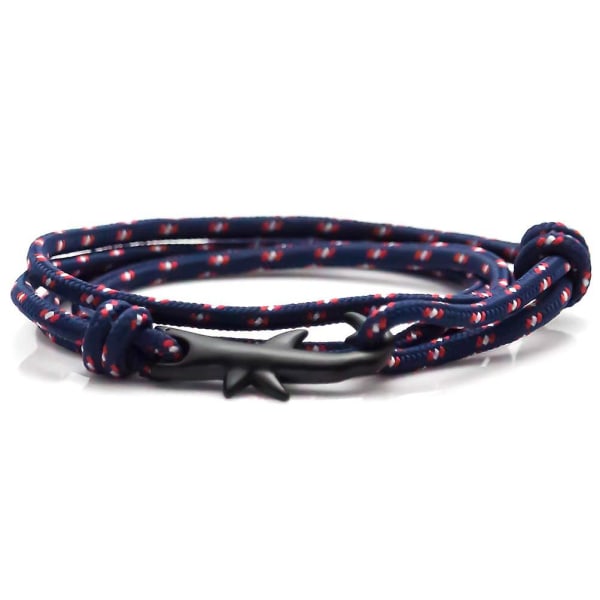 Fashion Pläterad Svart Legering Haj Svans Haka Färgglad Rep Armband Bangle A