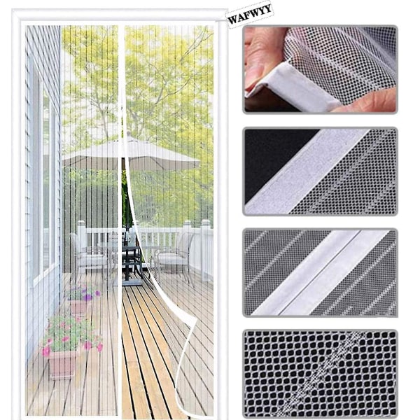 Magnet Fly Screen Door Insektbeskyttelse, Magnetisk Gardin Liminstallasjon Uten Boring, Myggnett 90*210cm