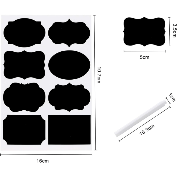 Self-adhesive jar labels, 64PCS - Blackboard labels