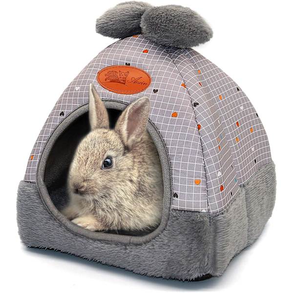 Kanin seng varm marsvin hule seng sød sløjfe hus stor gemmested bur tilbehør til dværgkanin hamster kanin ilder rotte pindsvin chinchilla grå