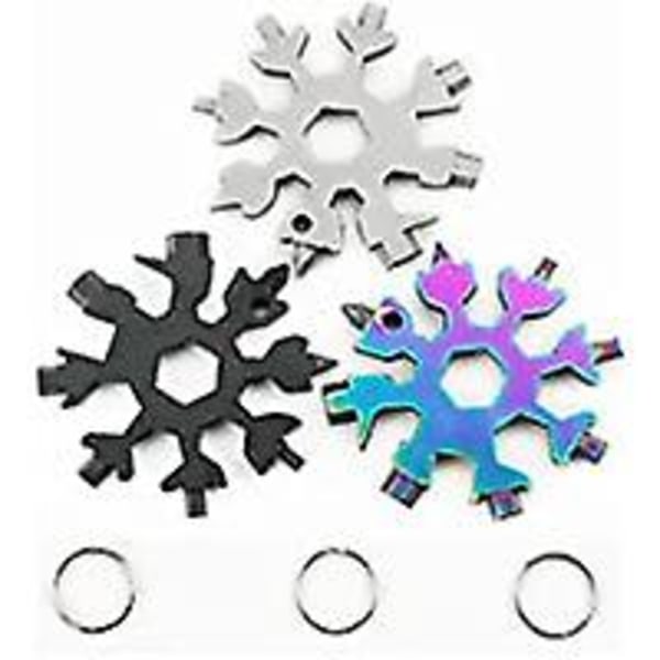 5 stk Snowflake Multiverktøy Enkel kombinasjon av rustfritt stål Kompakt bærbart utendørsverktøy White