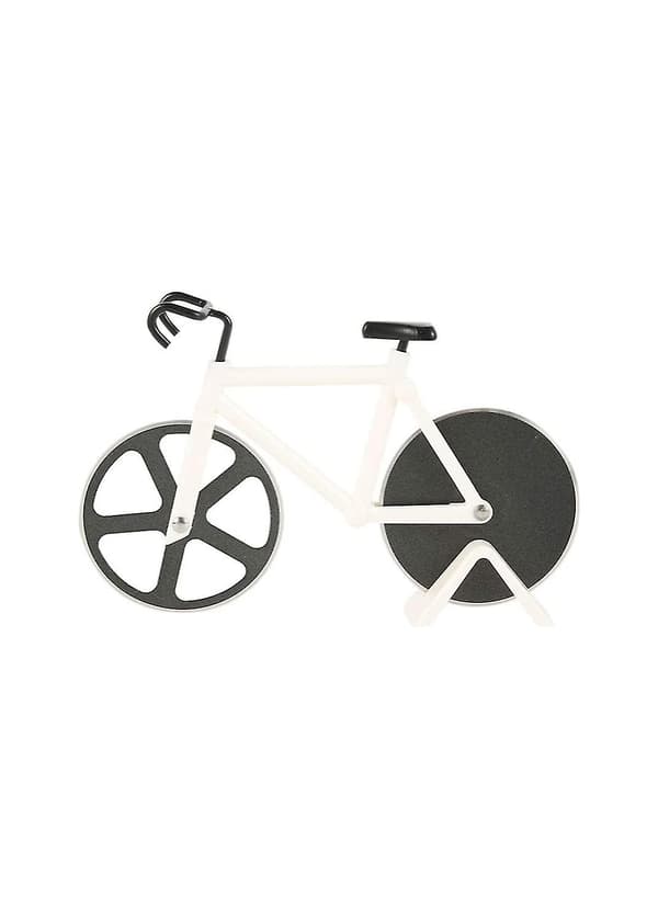 Cykelformad pizzaskärare med dubbla skärhjul White