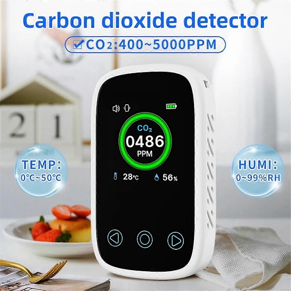 3 i 1 Luftkvalitetsmätare CO2 Temperatur Fuktighetstestare LCD-skärm NDIR-sensor Koldioxid Detektor med Röstlarm