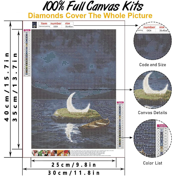 5D DIY Aikuisten Digitaalinen Timanttimaalaussetti 12x16 Tuumaa Moonfall Pyöreä Täysi Timanttimaalaussetti Kotiseinän Koristeluun