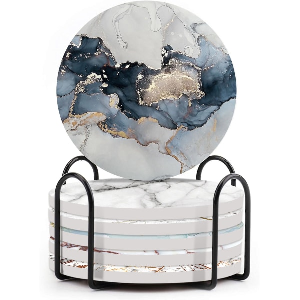 Nordisk Marmor Coaster Absorberende Keramisk Coaster Termisk Isolering Marmor Coaster Kork Bund Rund Coaster