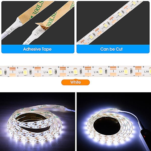 Pir Rörelsesensor LED-remsa Ljus Trapp Skåp Klädkammare Hem Batteridriven Lampa White